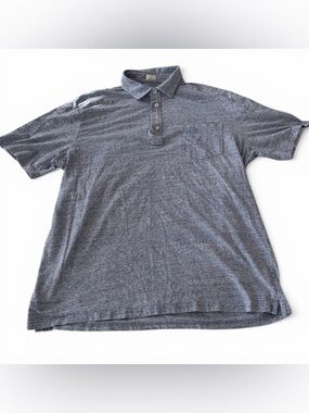 Johnnie-O Hangin’ Out Polo Men’s Large Heathered Blue Pocket Logo Golf